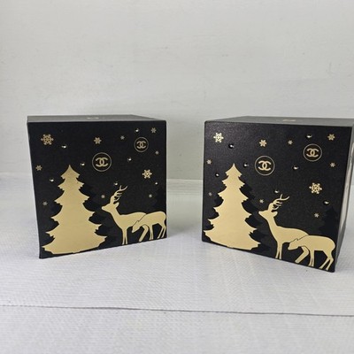 2 Chanel LED Twinkle Star Light Black & Gold Display Riser Boxes Winter Scene