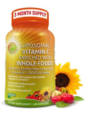 Liposomal Vitamin C Capsules - 1500mg - Made with Organic Acerola Cherries & ...