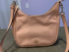 Coach Jules Hobo Pebble Leather Shoulder Bag Faded Blush