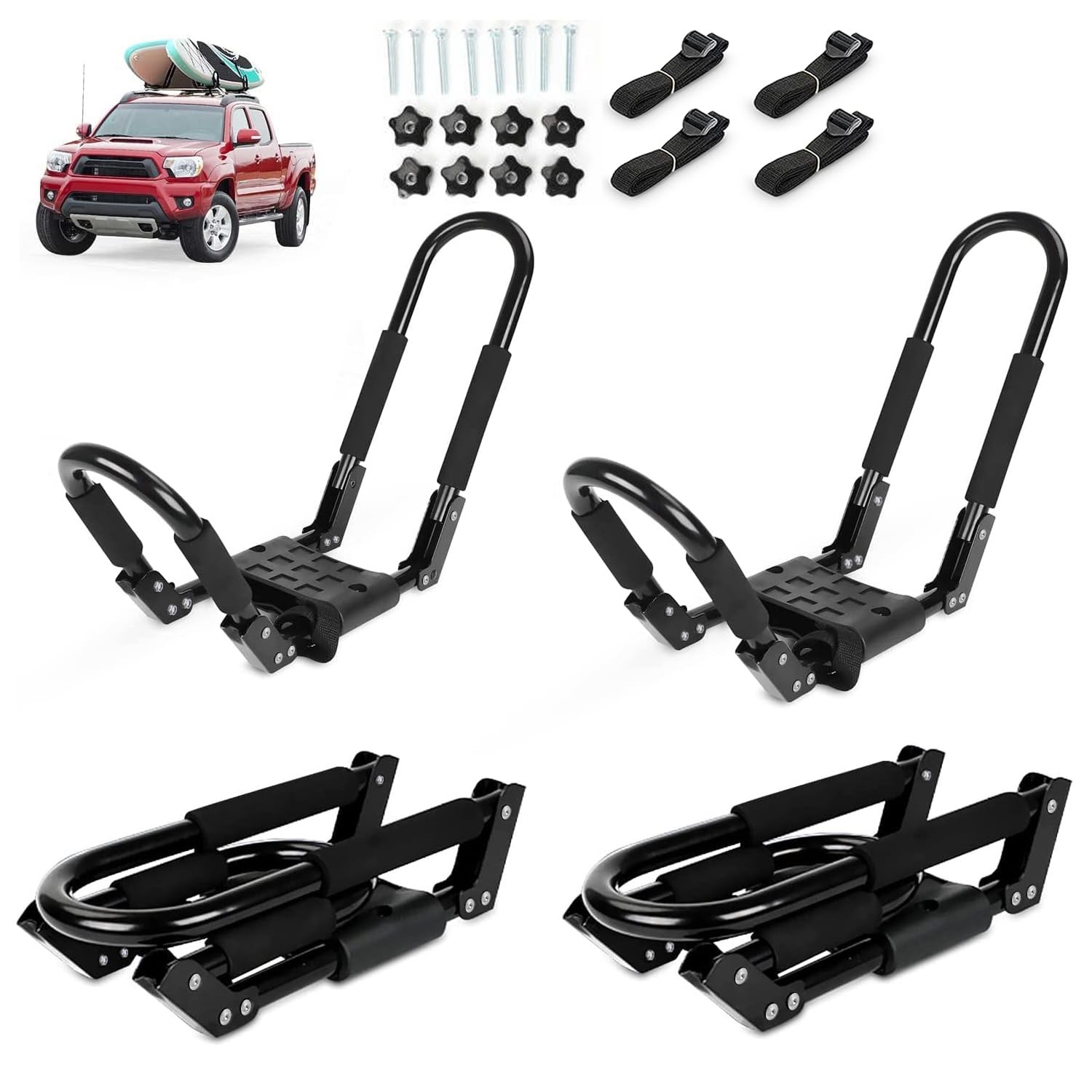 Roof Rack 2 Pairs, 4pcs J-bar Car Roof Racks For Kayak, ...