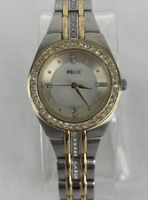 Relic ZR11908 28mm Silver/Gold Tone Quartz Watch w/Bracelet New Battery