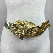 Vintage CHRISTOPHER ROSS Koi Fish Belt Gold Plated Eye 1987 Metallic Snake Belt