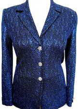 Gorgeous St.John Evening jacket black blue print paillettes NWOT size 8