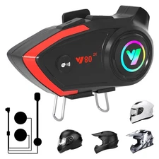 Motorcycle Helmet Bluetooth Headset, 800 Meters Intercom CVC Noise Reduction ...