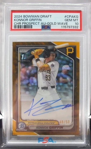 2024 Bowman Draft Chrome Prospect Auto Konnor Griffin Gold Wave PSA 10 #CPAKG