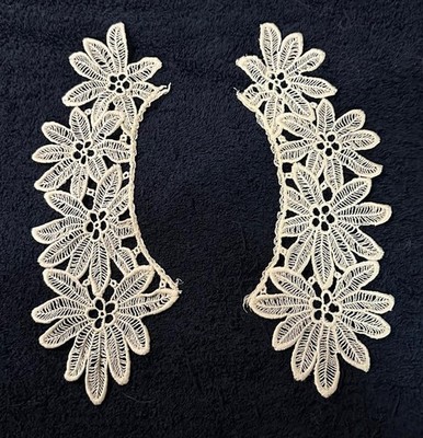 Antique Victorian Edwardian Lace Wrist Cuff Plastron Crochet 3D SC Estate #E