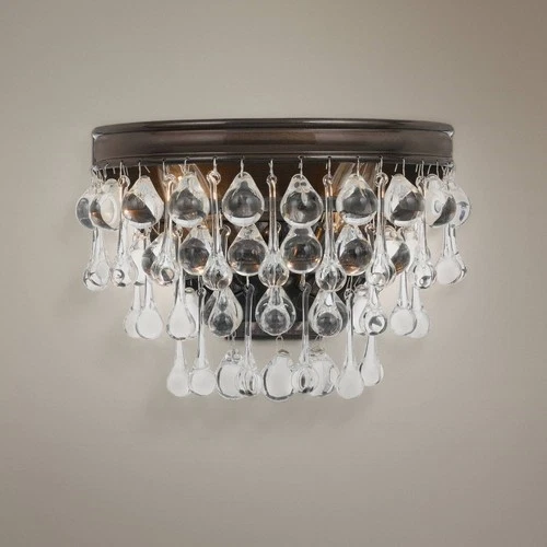 Crystorama Calypso Bronze 10 1/2" Wide Crystal Wall Sconce - Picture 1 of 7