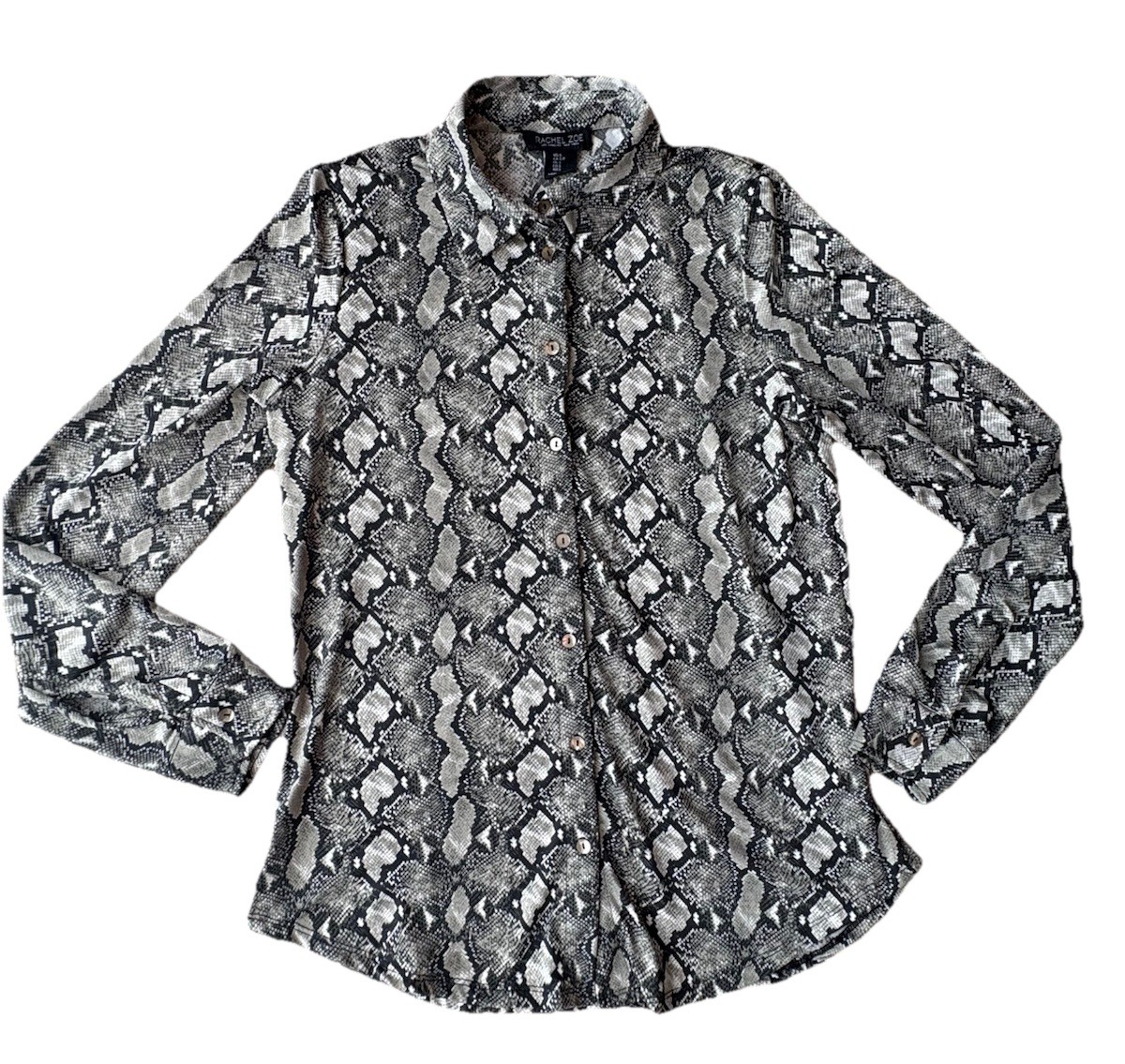 Rachel Zoe Snake Print Blouse Women’s Small Button Front Long Sleeve Reptile Top