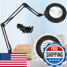HITTI Ultra Long 12X  30X Magnifying Glass with Light and Clamp, 5 Color Modes