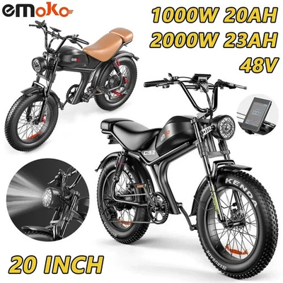 EMOKO C93 2000W Bicicletta Elettrica 48V23AH E-Mountain Bike 20"Fat Tire 50km/h 7 Velocità