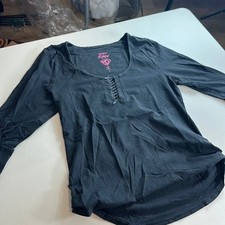 Black long sleeve t-shirt with front lace