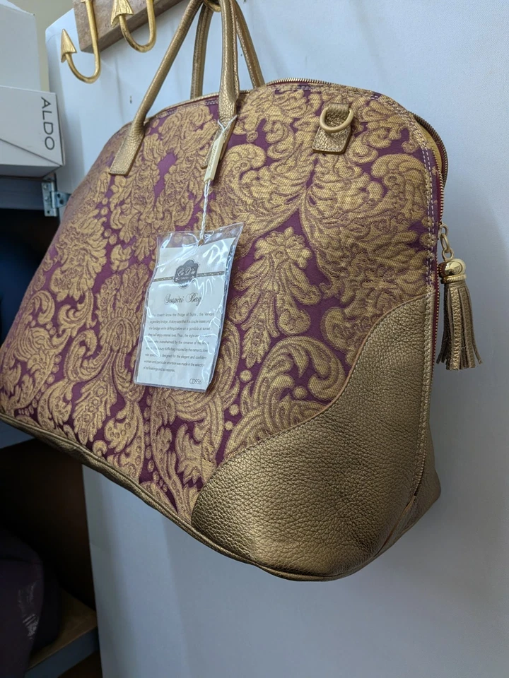 Bolso de Lona TERRIDA Brocado Veneciano Cuero Genuino y Seda Damasco Hecho a Mano Foto 4 de 4