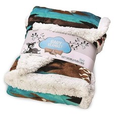 Ultra Soft Sherpa Fleece Cozy Plush Aztec Baby Blanket for Teal and Brown