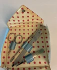 Vintage LA CROSS Nail Manicure Tools Set Vinyl Case Tweezers File Scissors