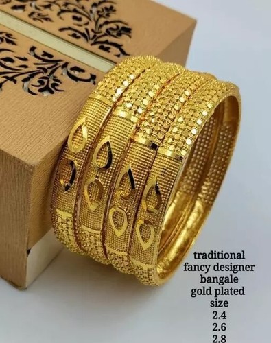 Indian Wedding 4PCs Bangles Bracelet Women Ethnic Bollywood Gold Plated Jewelry