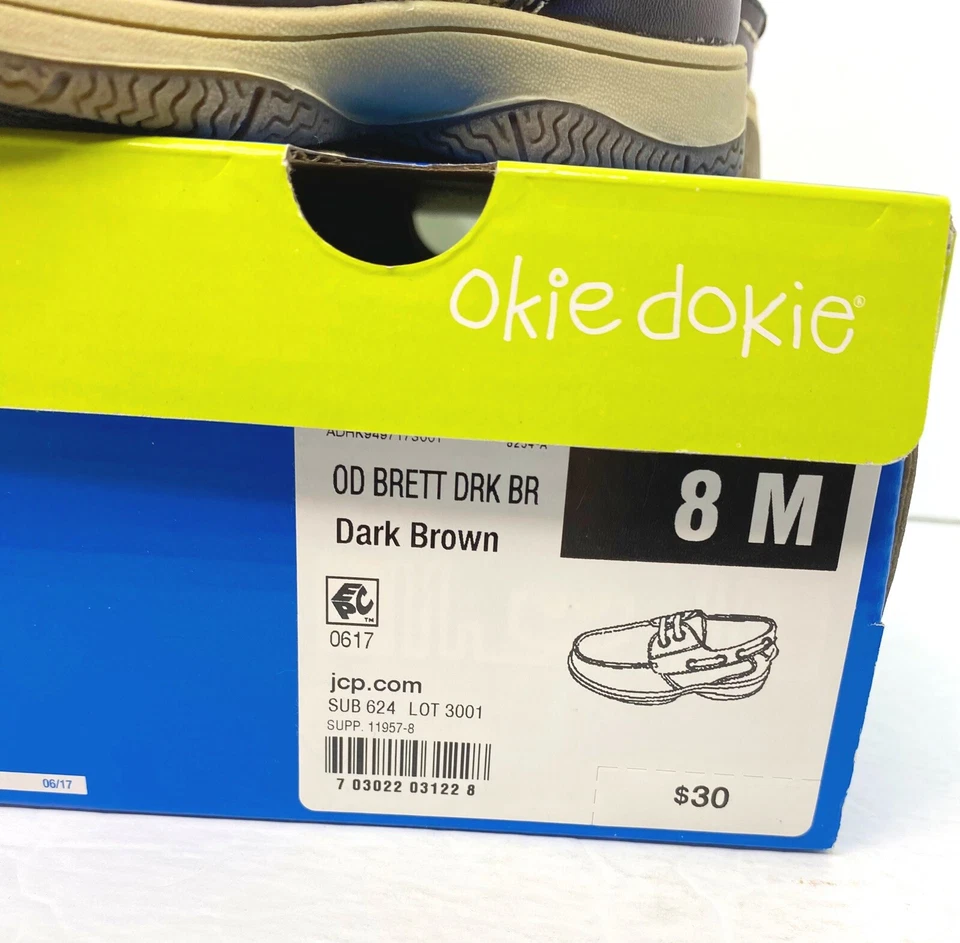 OKIE DOKIE Boy's Dark Brown Boat Shoes Size 8 M  EUC - Image 4 of 4