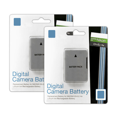 2 EN-EL14a Lithium Ion Battery Packs for Nikon D5500 D5300 D5200 D5100
