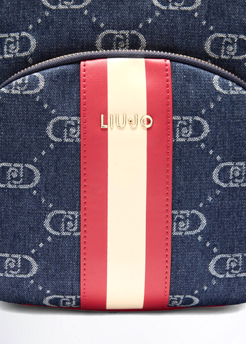 Liu Jo AA5157 D3200 Backpack Jacquard Denim Jeans Polyurethane Zip - Picture 5 of 6