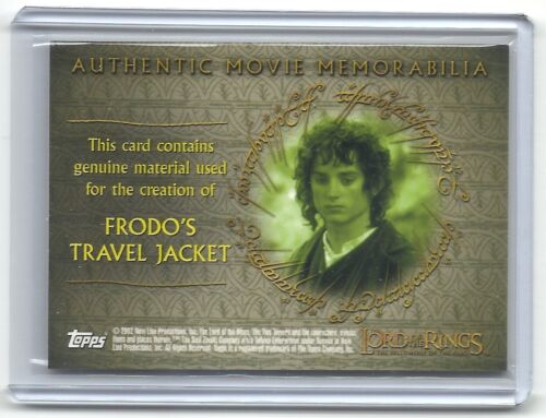 2002 LOTR El Señor de los Anillos FOTR Fellowship Chaqueta de Viaje de Frodo Tarjeta de Disfraz - Imagen 2 de 2