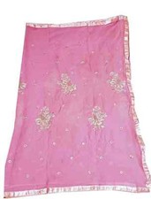 Dark Pink Vintage Dupatta Georgette Embroidered Long Stole Wrap scarf Hijab