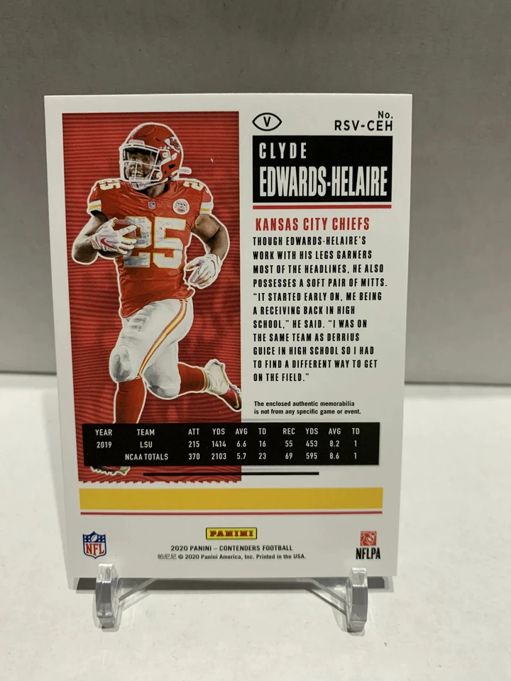 2020 Clyde Edwards-Helaire Panini Contenders Football Rookie Ticket Patch Card - Image 2 of 2