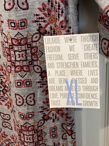 Lularoe - Julia Kleid XL - grau/orange/schwarz Schmetterlinge Azteken Neu mit Etikett - Bild 5 von 19