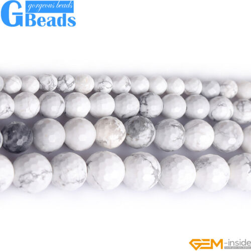 Natürliche weiße Howlite türkis Edelstein facettiert rund lose Perlen Schmuck 15" - Bild 3 von 26