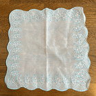 Vintage semi sheer nylon embossed  pink & blue floral embossed handkerchief
