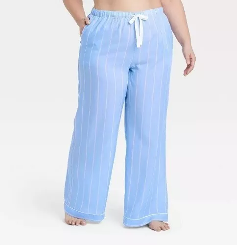 Women's Plus Size Striped Simply Cool Pajama Pants - Stars Above Blue 4X