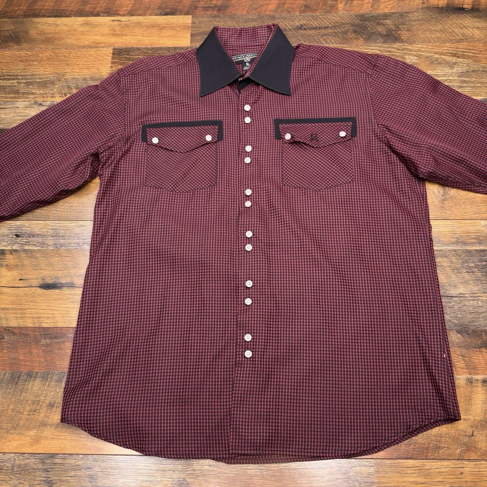 Camisa de vestir Stacy Adams para hombre grande roja con botones Foto 2 de 4