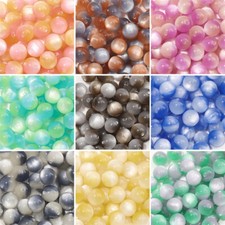 8mm 10mm 12mm Round Glossy Cat Eye Resin Loose Beads For Jewelry Making DIY Lot