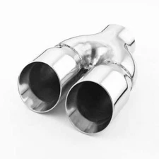 Slant Twin 3.5" Dual Wall Outlet 3" Inlet 9" Length Stainless Steel Exhaust Tip