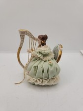 Irish Dresden  "Christine" Playing Harp Celtic Melodie Emerald Collection 3 5/8”