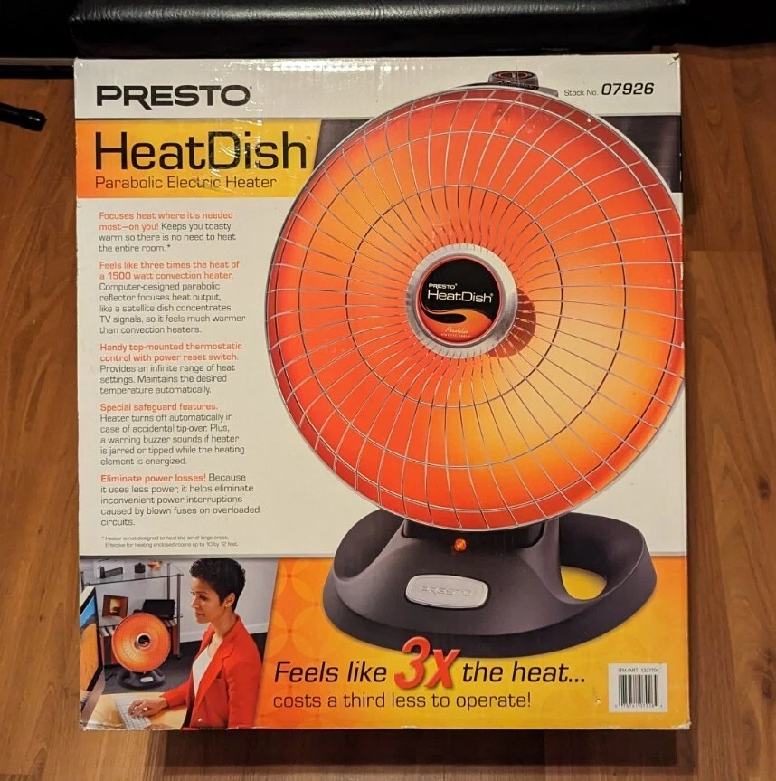 Presto Heat Dish Parabolic Electric Heater 120v AC 1000 Watts 07924 -3x The  Heat | eBay