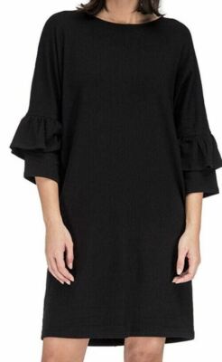 NWT Bobeau Womens Idalia Brushed French Terry Dress Black Size M