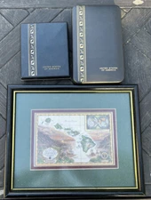 Sandwich Isles Map 1954 Blaise Domino Matted Framed 11x7 WW2 Purple Heart Boxes