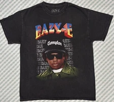 Eazy-E NWA Compton Men's Vintage Black Dye Wash Distressed Graphic Tee T-Shirt
