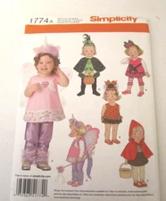 Toddler's 1/2-4 Costumes Leggings Cape Apron+ Pattern  Simplicity 1774A Uncut