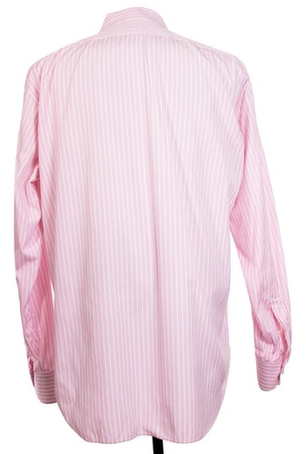 Truzzi Milano Italy Mens sz 16 x 34.5 Pink Stripe Long Sleeve Dress Casual Shirt - Picture 7 of 9