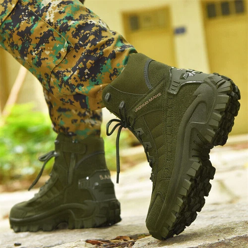 Stivali Uomo Escursionismo Militare Impermeabili Tattici Combattimento Moto Scarpe/ - Foto 11 di 32