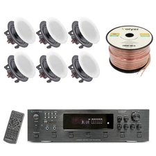 Bluetooth Amplifier with 5.25" Frameless 6 QTY of 175 W Ceiling Speaker