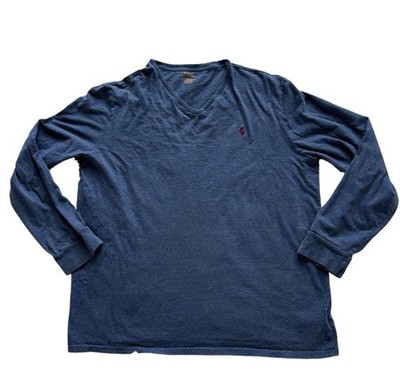 Polo Ralph Lauren Longsleeve V-Neck Shirt Men s Extra-Large Blue Red Pony Logo