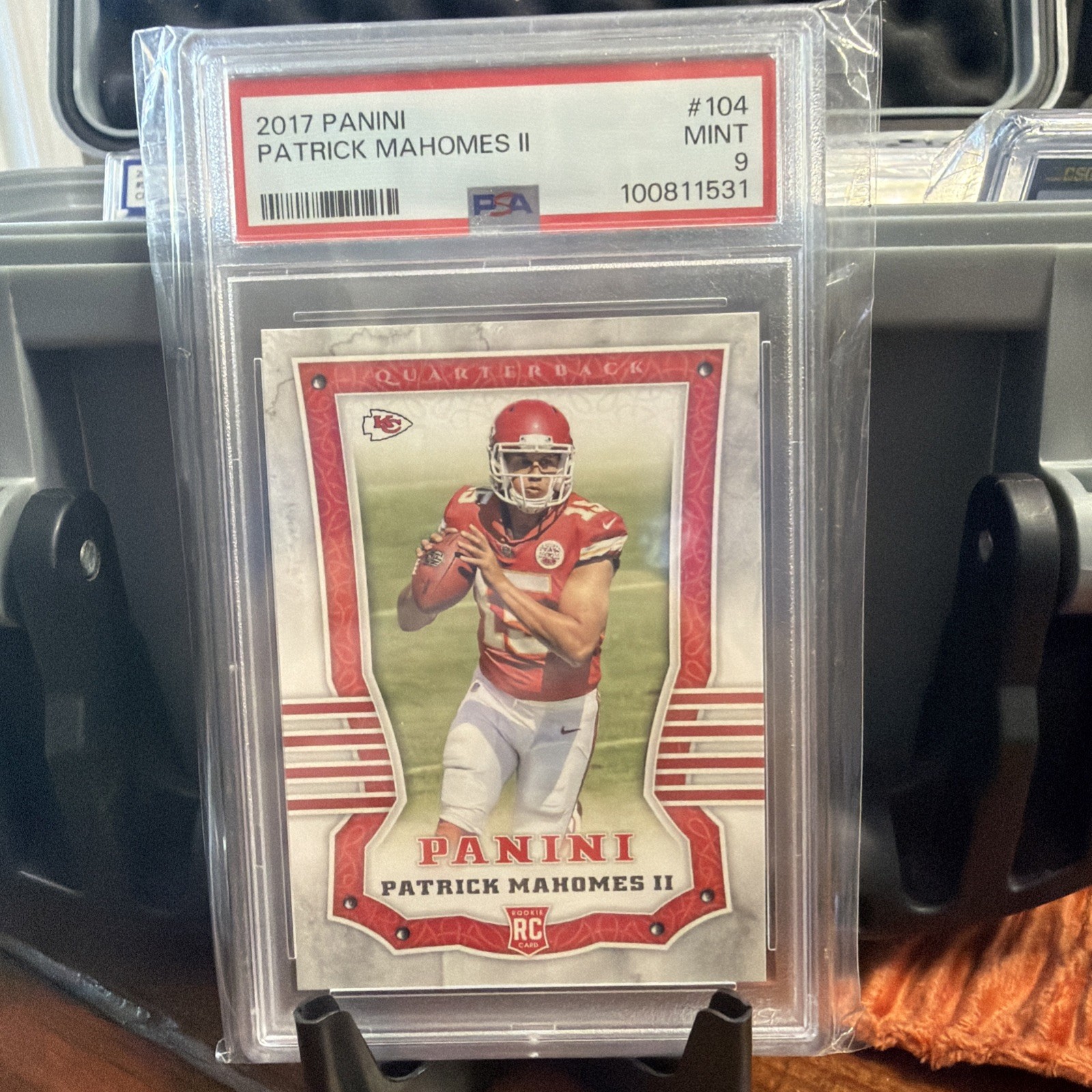 PATRICK MAHOMES II 2017 PANINI FOOTBALL #104 ROOKIE CHIEFS PSA 9 GRADED