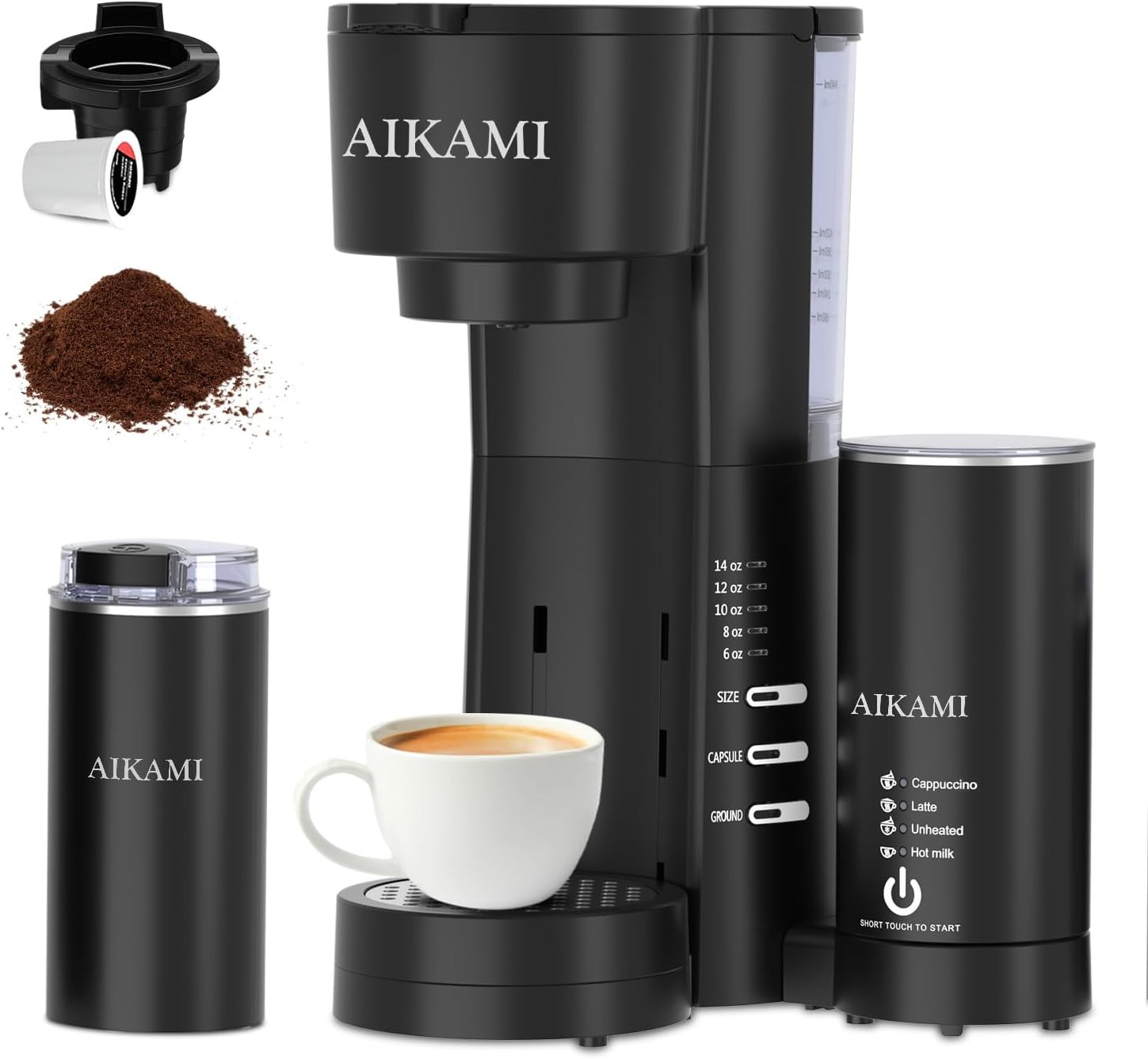 With Milk Frother And Coffee Grinder, Coffee Ma