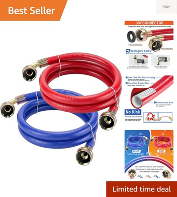 #ad 4 FT Rubber Washing Machine Hoses with 90 Degree Elbows by No Lead Burst proo... $29.99