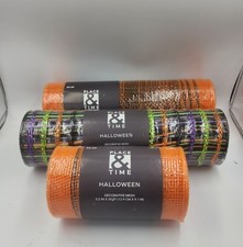 3 Rolls Deco Mesh Halloween Color Black Green Purple Orange New Sealed