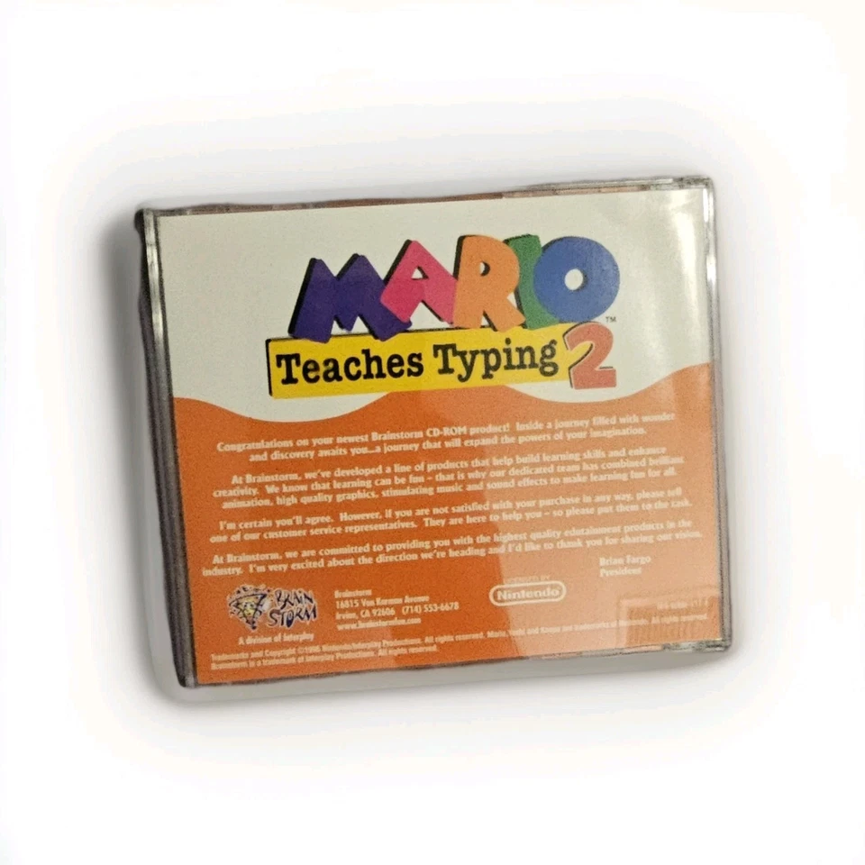 Mario Teaches Typing 2 Instructional Nintendo Windows PC 1996 CD-Rom Brain Storm - Image 3 of 4