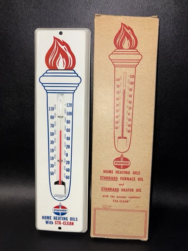 Vintage 1959 STANDARD OIL Home Heating Oils Sta-Clean ADVERTISING THERMOMETER