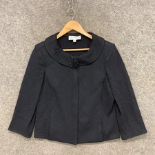 St John Collection Womens Jacket Size 10 Navy USA Knit Stretch Pockets 18735