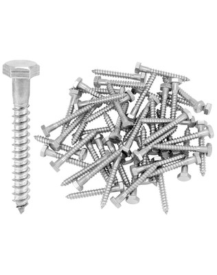 50 Pack 1/4 x 2in 304 SS Hex Lag Screws Deck Wood Rust Resistant Heavy Duty Uses